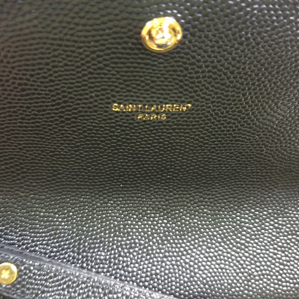 Saint Laurent Monogram Envelope Chain Wallet Bag Black Caviar Gold - Picture 7 of 12